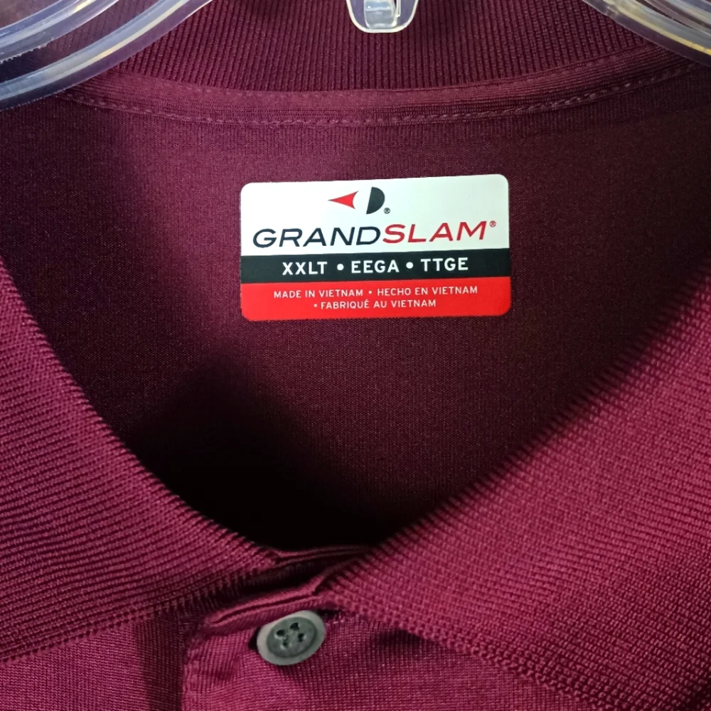 Grand Slam Performance Maroon/Gray Polo Shirt Men's Size XXLT Short Sleeve - EUC - Picture 3 of 4